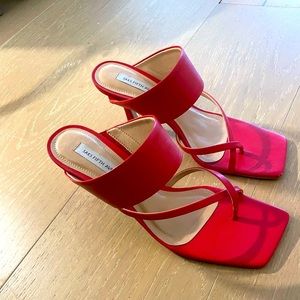 Size 7 red Saks heels, open toed